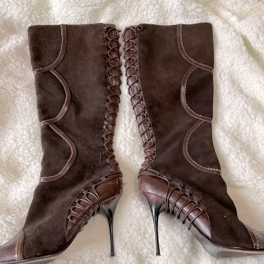 Aldo knee high stilettos brown